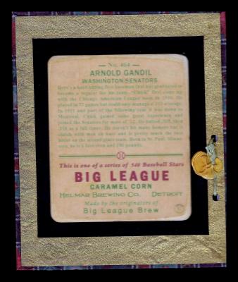 Picture, Helmar Brewing, R319-Helmar Card # 464, Chick Gandil, Arms folded, Washington Senators